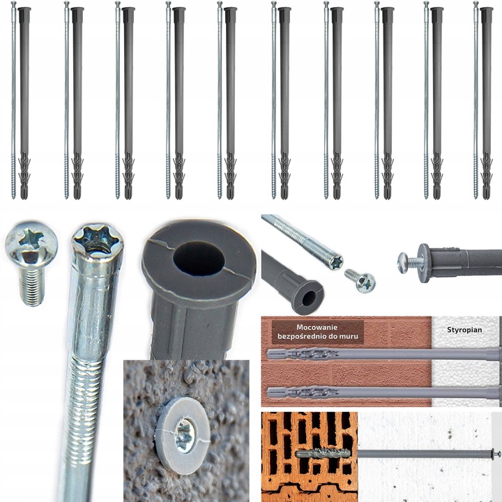 Set 10 buc. dibluri rozporatoare EBOLT 12x260 M5, TORX T40, nylon, otel zincat