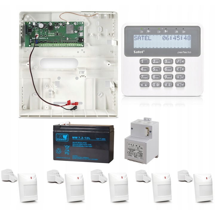 Алармена централа Perfecta 16 LTE SET-A, PRF-LCD, 5x Aqua PLUS, 2G/4G, 12V, 7,2Ah