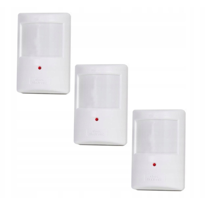 3x PTX50 PIR mozgásérzékelő készlet, ELMES, állatbarát 20kg-ig, 433,92MHz, 15m, fehér