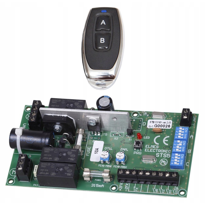 Szett: STB12VM1 vezérlő 12VDC + U2T távirányító, 140x75x30mm, 433,92MHz