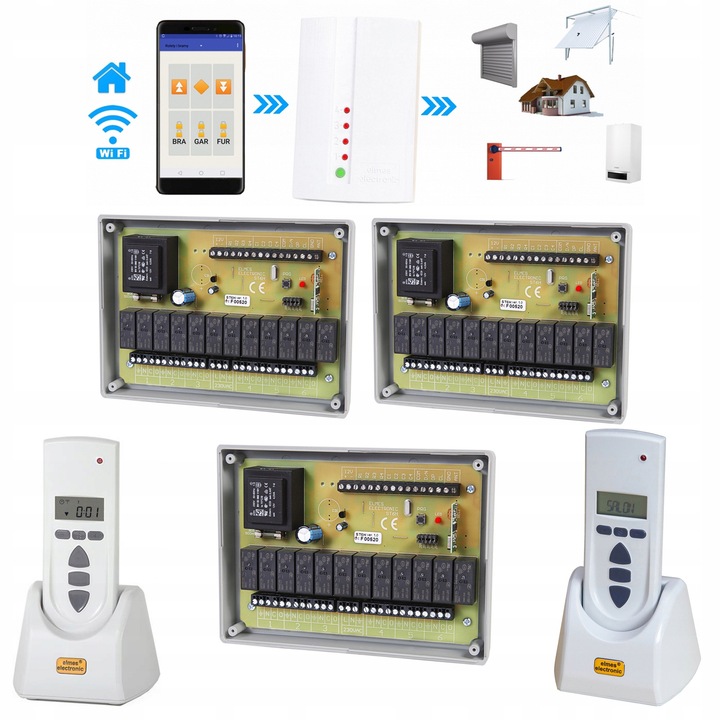 Szett: 3x ST6H vezérlő 6 redőnyhöz + 2x STX LCD távirányító + Wi-Fi modul WF1