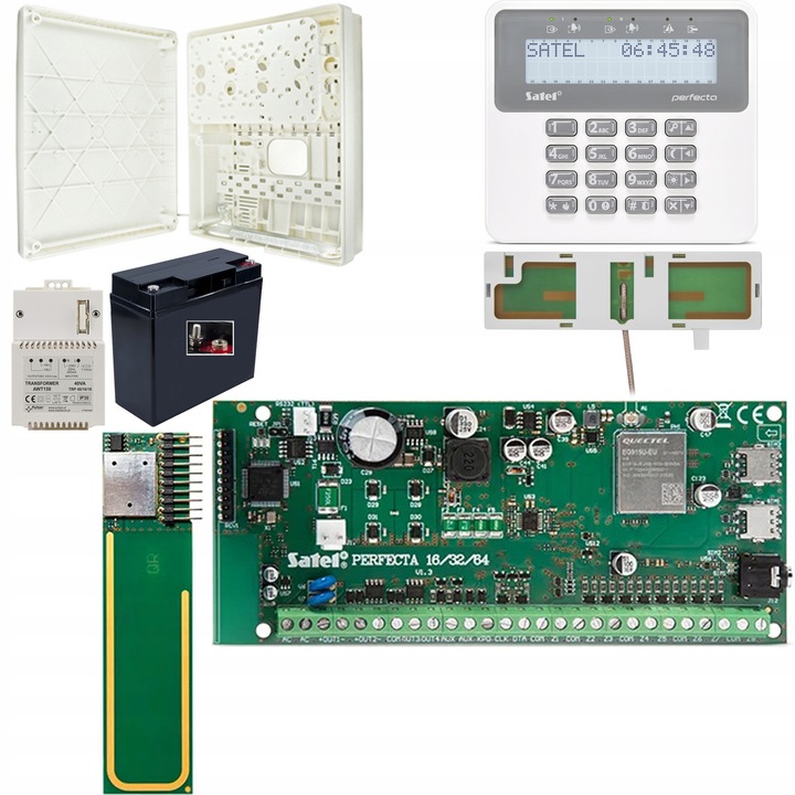 Комплект аларма PERFECTA 64 M, SATEL, 2G/4G LTE, RF модул, манипулатор 4,3'', кутия OPU-3 P, акумулатор 12V/18Ah