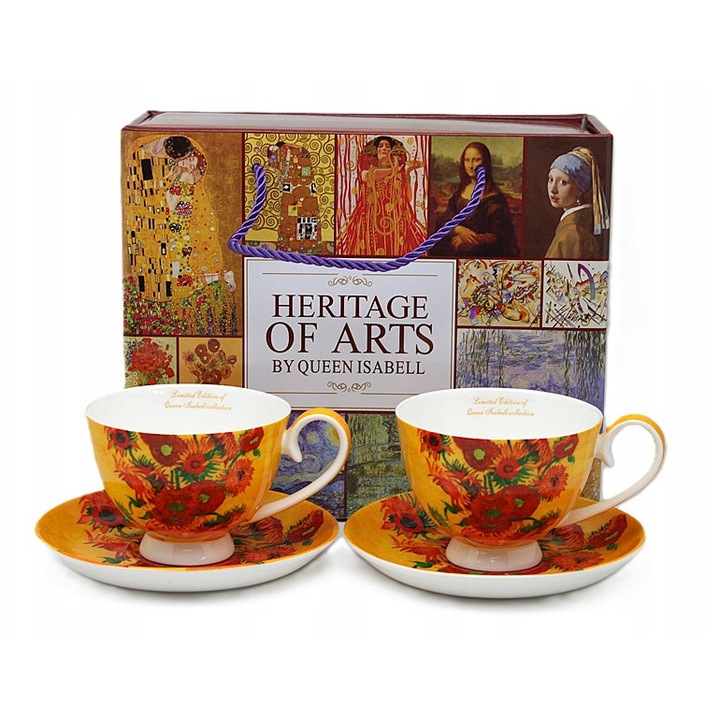 Set cani cu farfurii 250ml Queen Isabell Van Gogh Floarea Soarelui