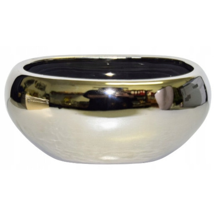 Wazon oval mare, argintiu, 30x14x15,5cm