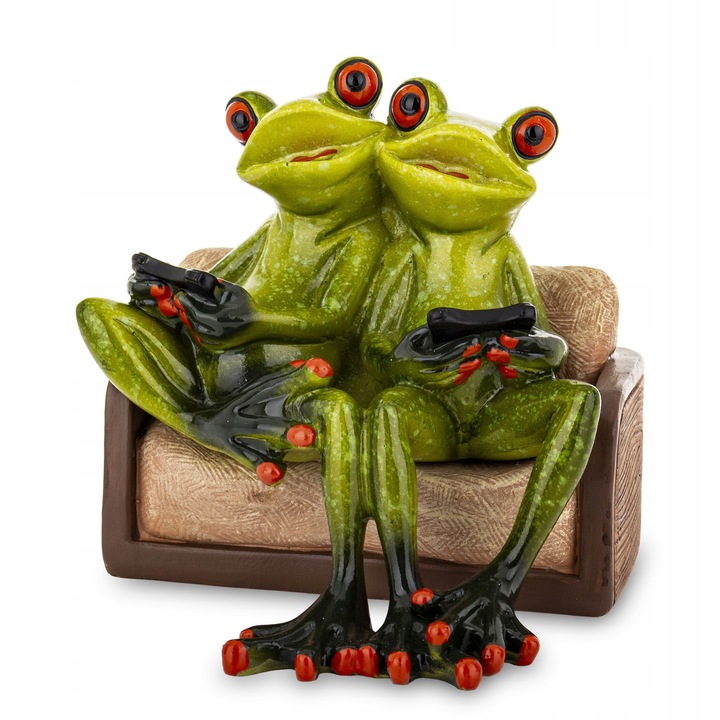 Фигурка 2 жаби с контролери на диван, многоцветна, 12x12x11,5 см