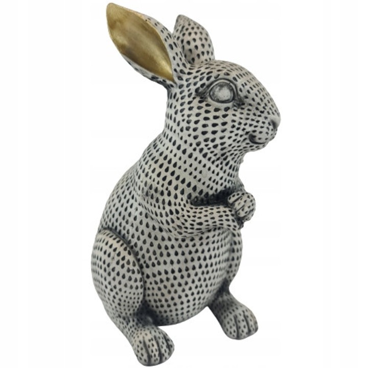 Iepuras decorativ ceramic alb-negru, Ewax, 13,5x10,5x20,5cm, set disponibil
