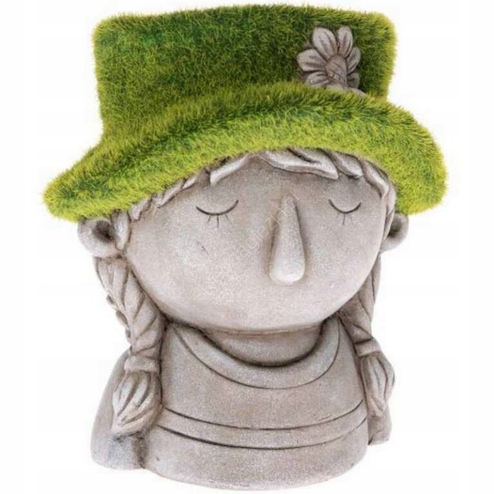 Ghiveci decorativ Dakls, fetita cu palarie verde, 16x18x14,5 cm