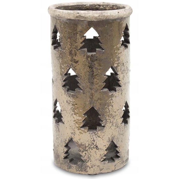 Фенер/Поставка за свещи Artpol, 30x15,5x15,5см, керамика, кафяв