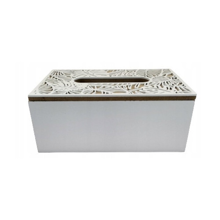 Cutie din lemn pentru servetele, Dakls, 10x14x24cm, alb