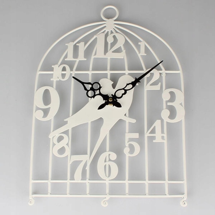 Ceas decorativ de perete Dakls, metalic, alb, 29x41x2,5cm