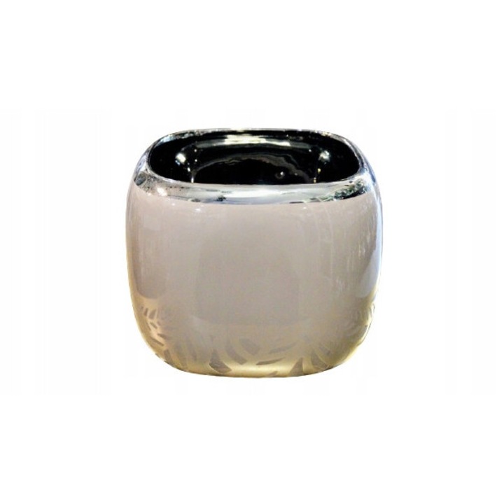 Ghiveci ceramic, Anlux, mare, culoare cafea cu lapte si argintiu, 18cm