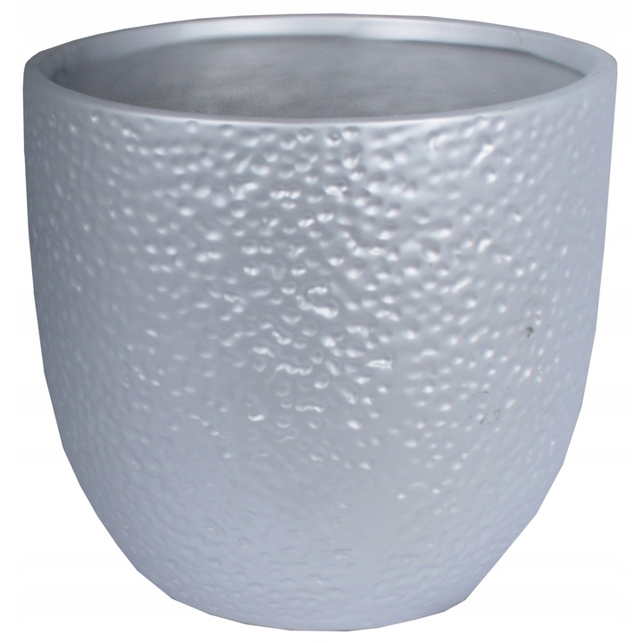 Ghiveci mare, Ewax, argintiu mat, 17,5x17,5x16cm