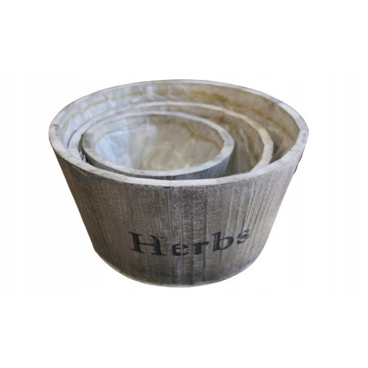 Ghivece din lemn Belldeco set 3 bucati, stil provensal, 23x23x12cm, 19x19x10cm, 14x14x10cm