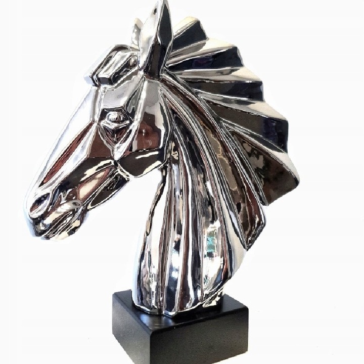 Figurina decorativa cal, 38x30cm, ceramica, negru