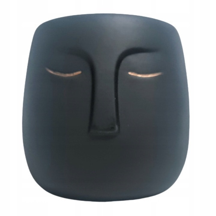 Ghiveci ceramic cu fata, Ewax, negru mat, 14,2x16,5x12,5 cm