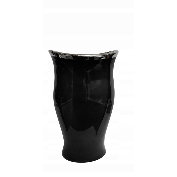 Vaza decorativa mare, neagra cu margine argintie, set