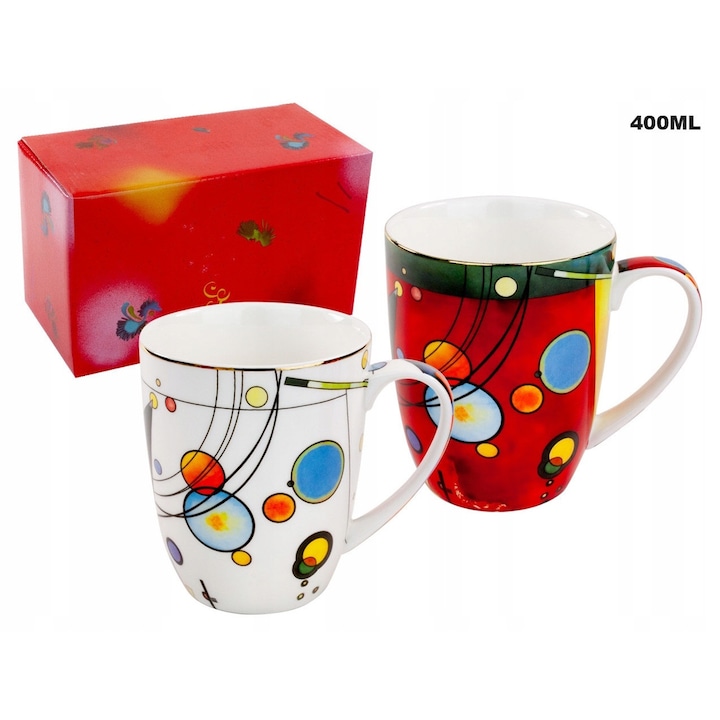Set 2 cani 400ml, Wassily Kandinsky, multicolor, portelan