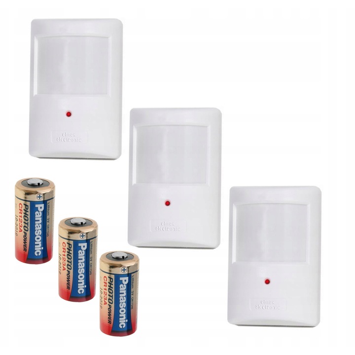 Szett 3x PTX50 PIR mozgásérzékelő, 3x CR123A 3V elem, állatbarát 20kg-ig, 433,92MHz, 15m, ELMES