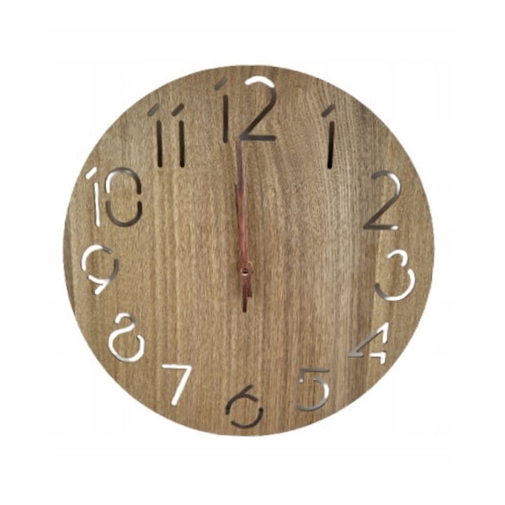 Ceas decorativ, Ewax, 30,5x30,5cm, lemn, stil minimalist