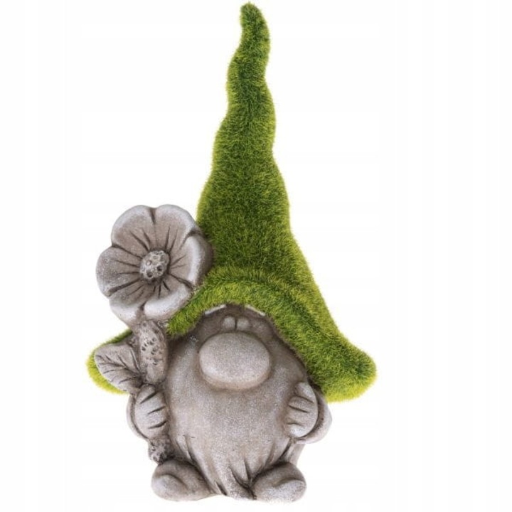 Figura decorativa gradina, gnom ceramic, 25cm, gri si verde