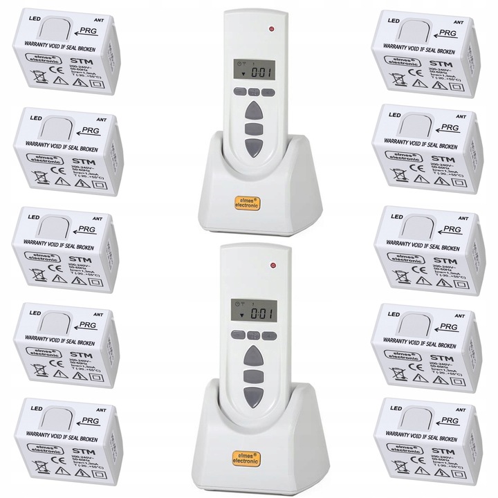 Szett: 10x STM redőnyvezérlő + 2x STX LCD v.2 távirányító 35 csatornás, 433,92MHz, 230V, 42x35x21mm