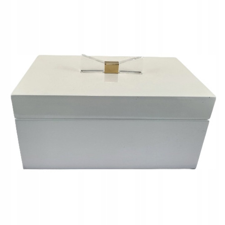 Cutie bijuterii, alb, 23x15x11cm, acrilic, design elegant