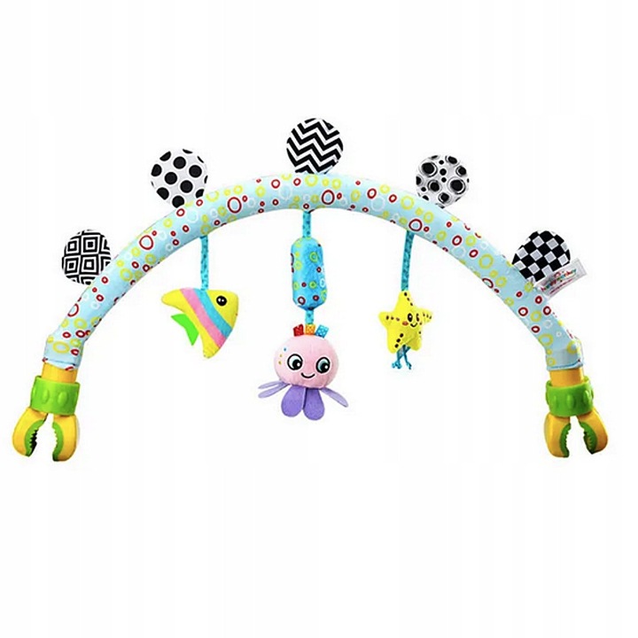 Set jucarii pentru carucior si patut, palak cu jucarii, 3 jucarii senzoriale, multicolor, 88cm