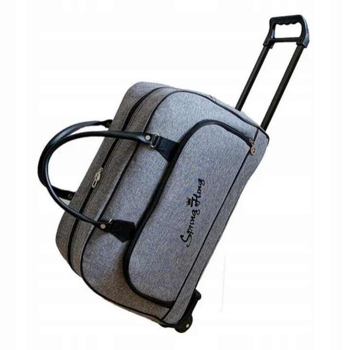 Torba de voiaj pe roti, gri, 40l, 55x37x23cm, design modern, compartiment principal cu buzunar lateral