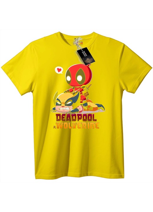 Tricou Chibi Deadpool & Wolverine, Galben, 3XL