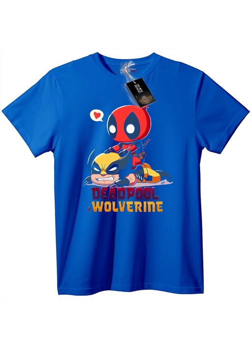 Tricou Chibi Deadpool & Wolverine, Albastru, 3XL