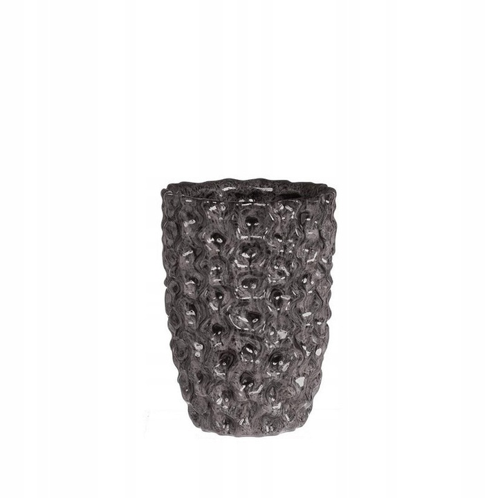 Vaza ceramica Dented, gri lucios, 22,5cm x 15,5cm