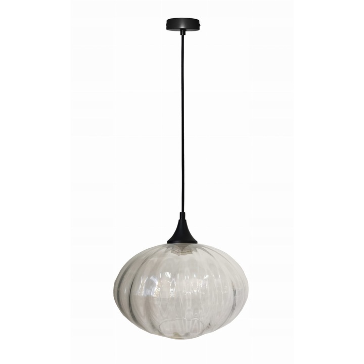 Lampa suspendata Candellux EXETER 1x40W E27, metal, sticla, neagra, 90x26,5x26,5cm
