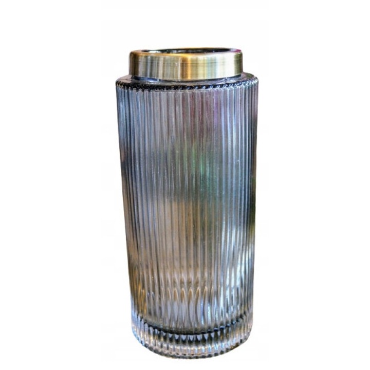 Vaza decorativa din sticla, 12x12x26,5cm, forma simpla, design modern