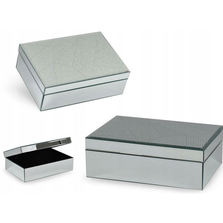 Cutie bijuterii, lustrata, 26x18x9cm, neagra, set