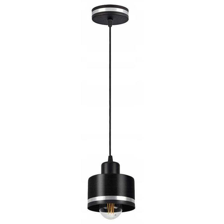 Lampa suspendata Candellux, neagra si argintie, 1x40W, 100x12x12cm