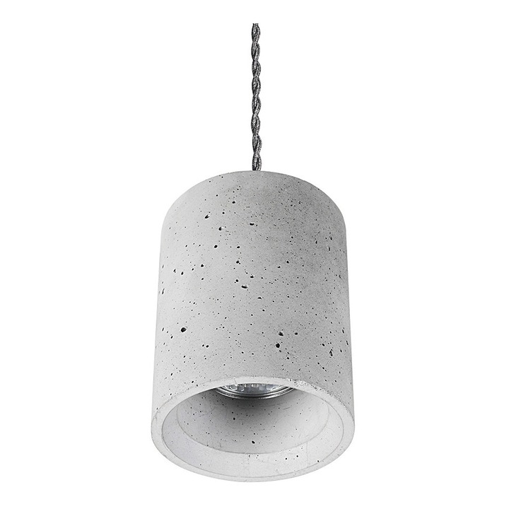 Lampa suspendata SHY, beton, gri, 9x130cm, 1 punct de lumina, 35W