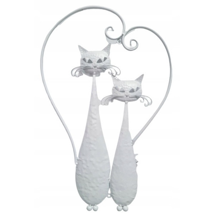 Decoratiune metalica de perete, Ewax, 2 pisici, 32,5x52cm