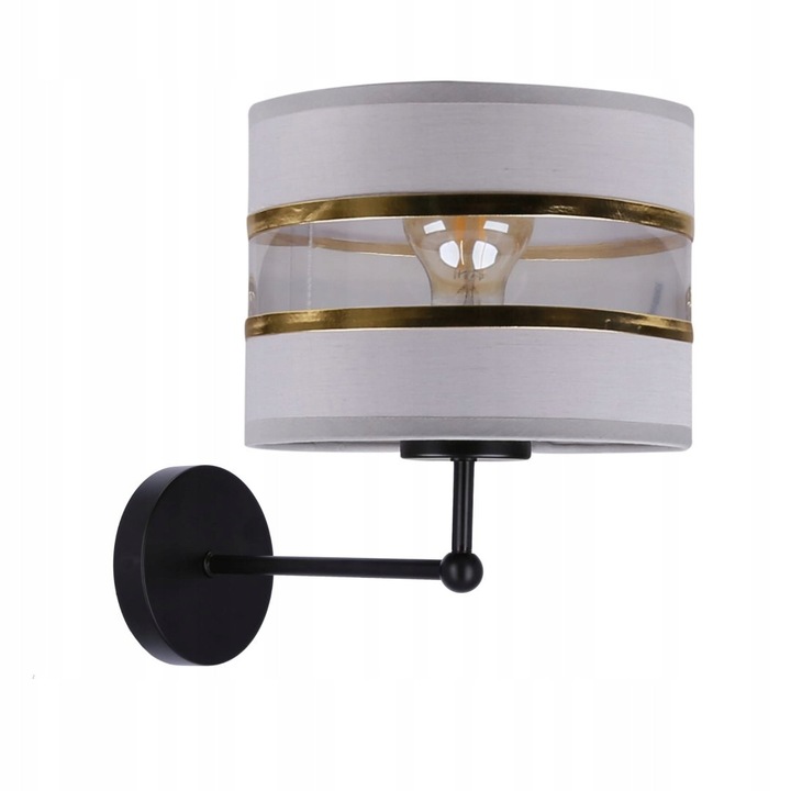 Aplica Candellux Andy, neagra, 1x40W E27, abajur gri cu auriu, 26x28cm