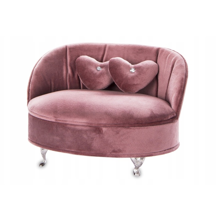 Cutie bijuterii Kaj, design canapea, roz, 14x21x16cm