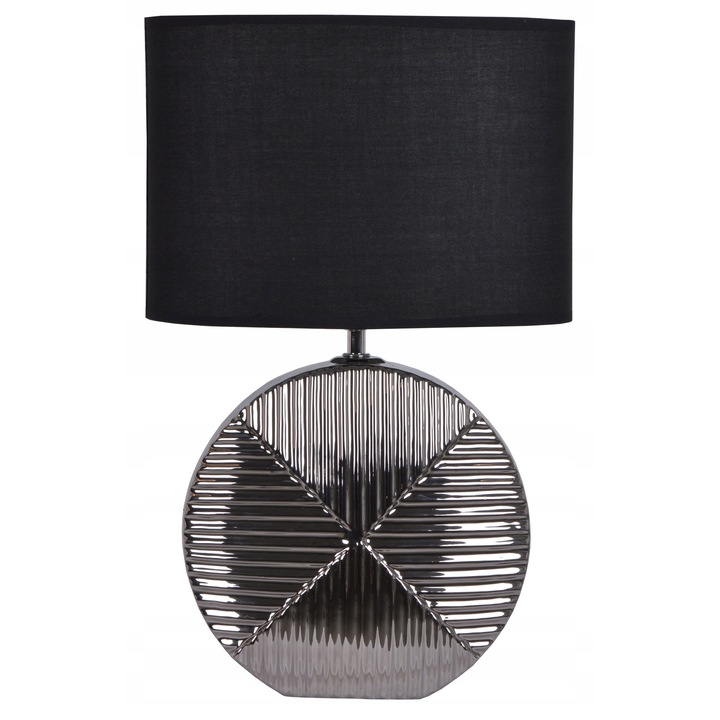 Lampa ceramica argintie cu abajur negru, 30x15x45,5cm, 40W
