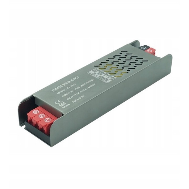 Захранване IdeaLed LED PROVERO ULTRA SLIM, 24V, 200W, 8,3A, IP20, 182x49x29mm, сиво