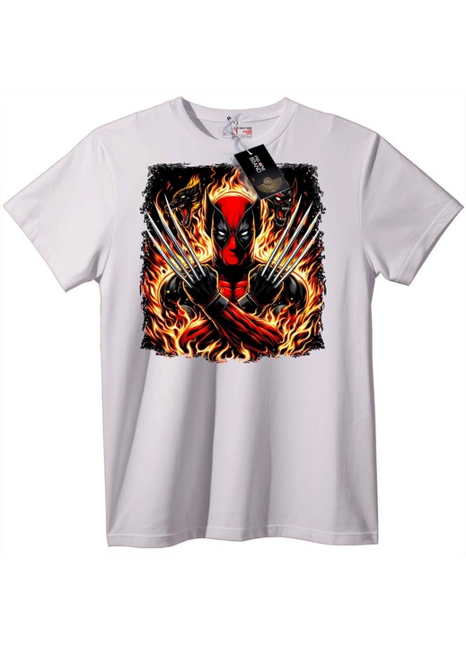 Tricou cu supererou în flăcări, Alb