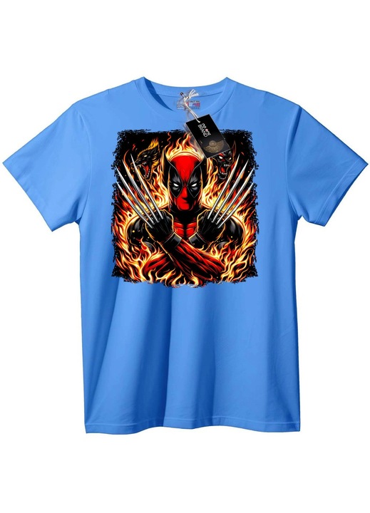 Tricou cu supererou în flăcări, Albastru deschis