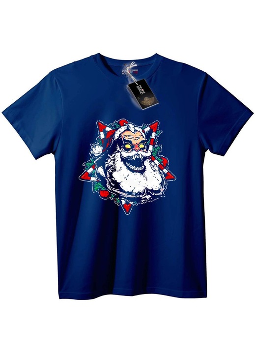 Tricou cu Moș Crăciun Rău, Bleumarin