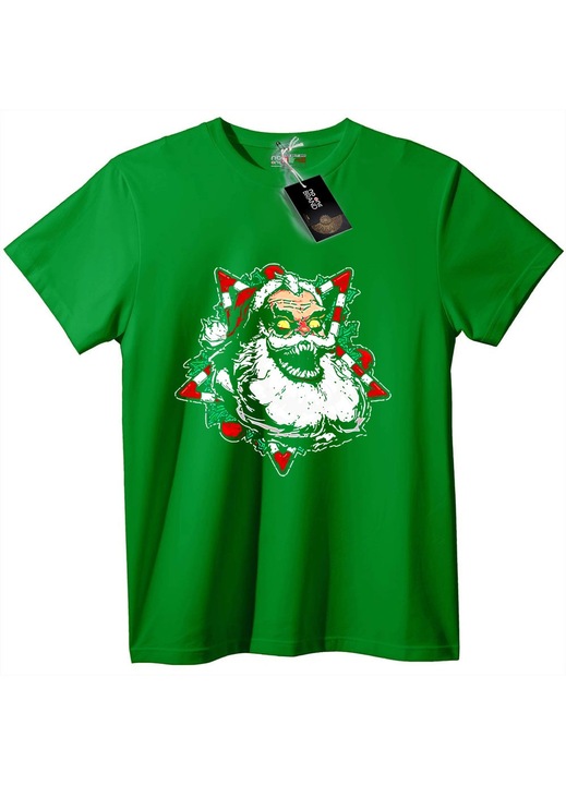 Tricou cu Moș Crăciun Rău, Verde