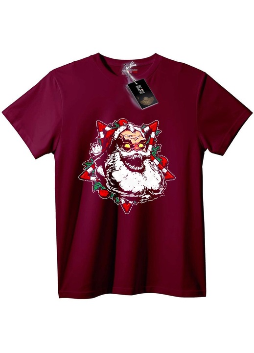 Tricou cu Moș Crăciun Rău, Visiniu