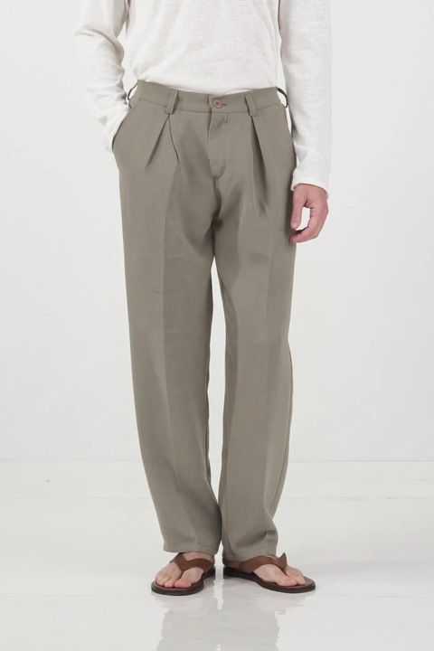 Pantaloni barbati, Giesto, Kaki, Poliester, Talie inalta