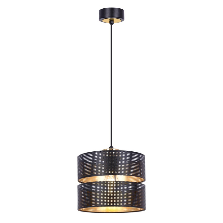 Lampa suspendata Kaja, 1xE27, 82x20x20cm, negru/auriu