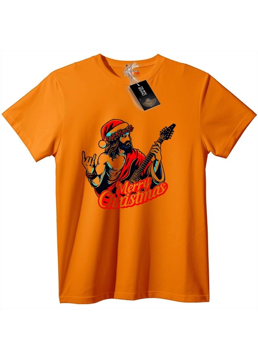 Tricou cu craniu de Crăciun și chitară, Portocaliu