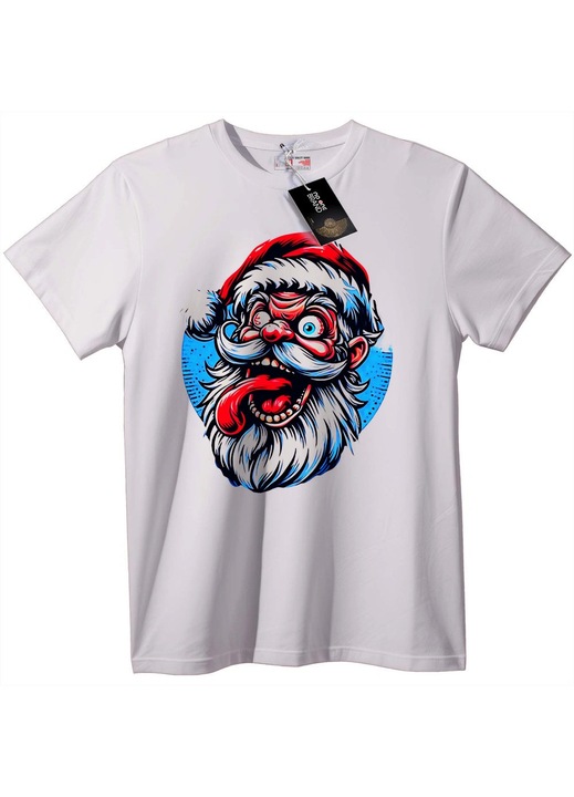 Tricou cu Moș Crăciun Gotic, Alb